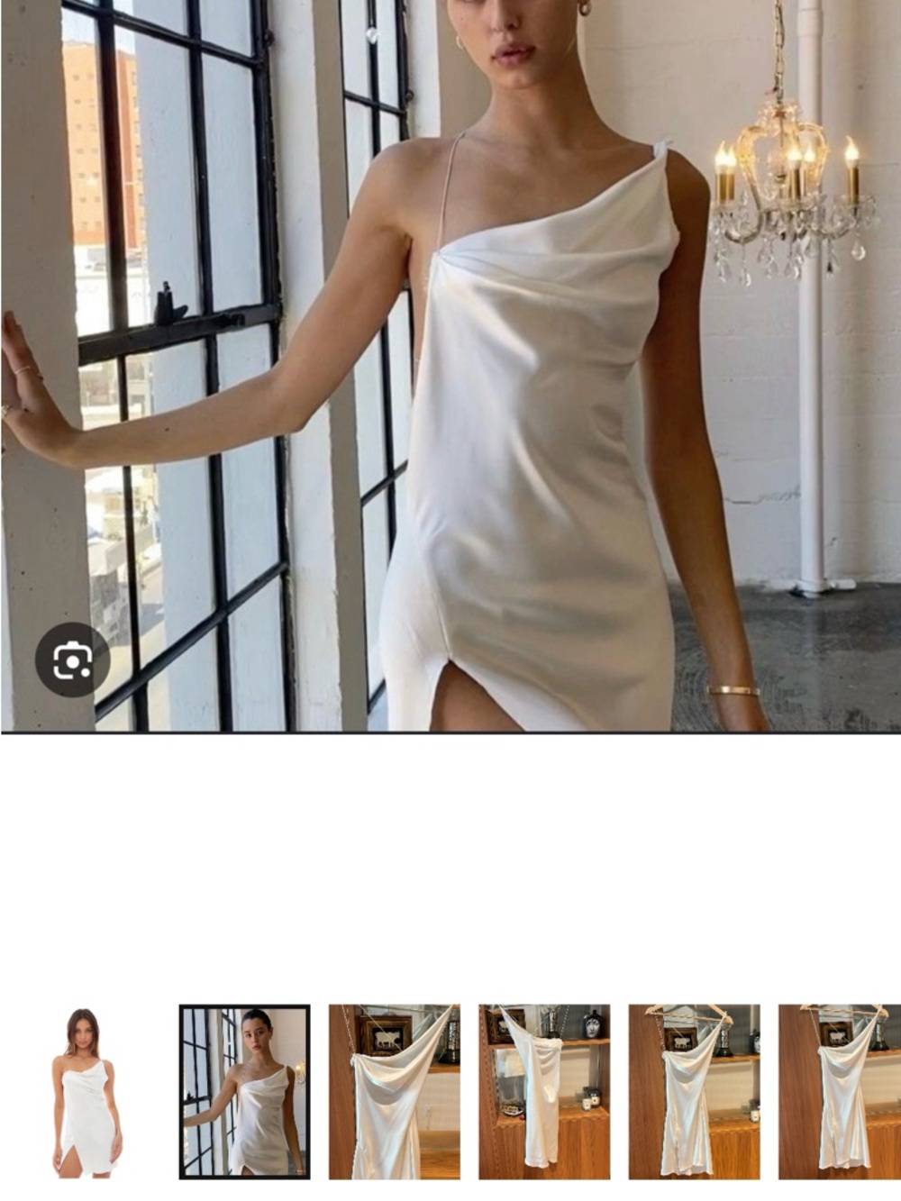 Are you am I Silk Asymmetric Slip Dress in Ivory size small